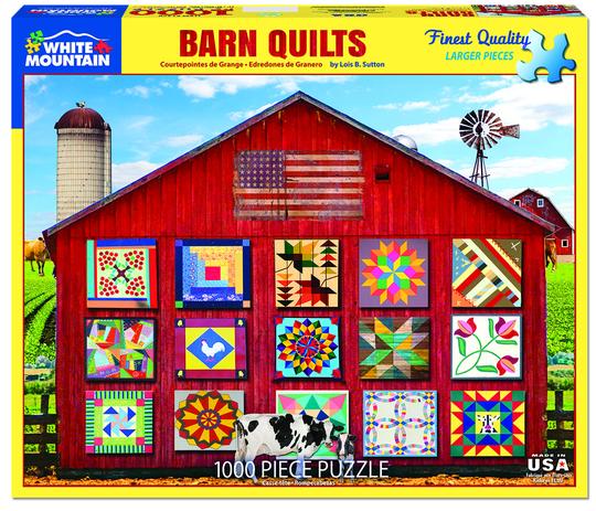 White Mountain 1000 Piece Jigsaw Puzzle - Barn Quilts
