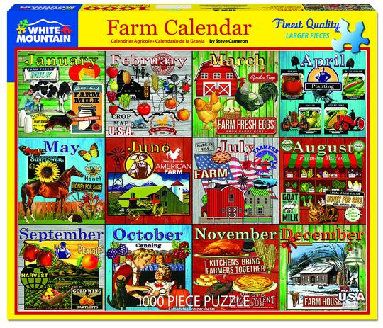 White Mountain 1000 Piece Jigsaw Puzzle - Farm Calendar