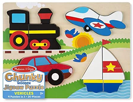 Melissa and Doug 20 Piece Wooden Chunky Puzzle - Vehicles