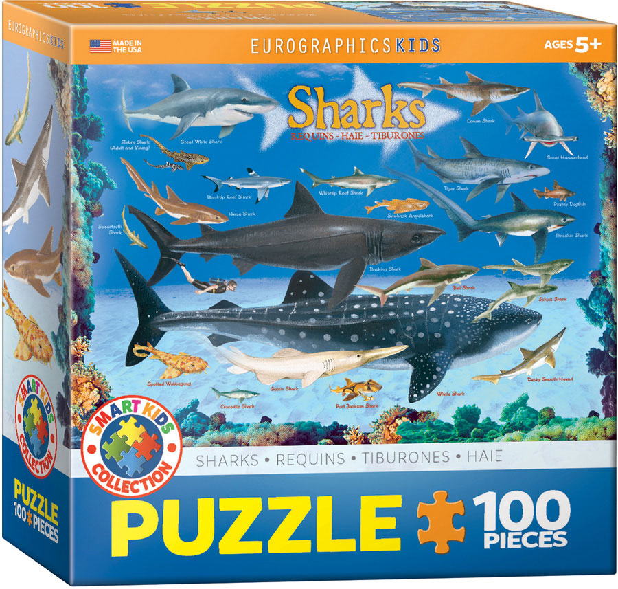 Eurographics 100 Piece Jigsaw Puzzle - Sharks
