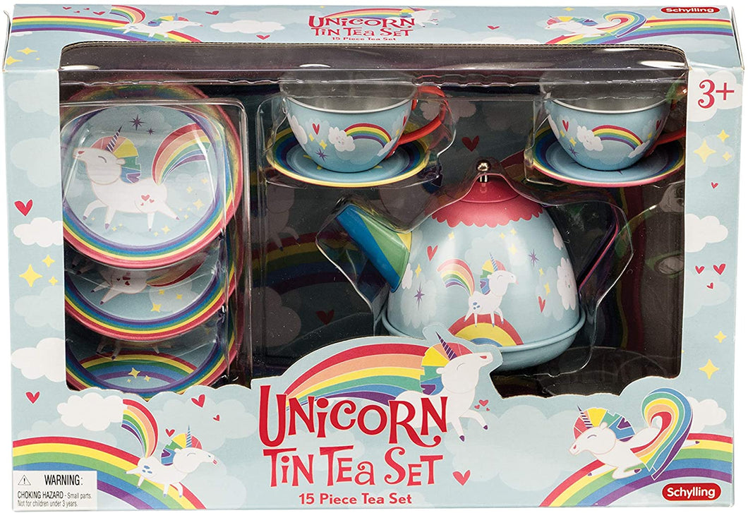 15 Piece Unicorn Tin Tea Set
