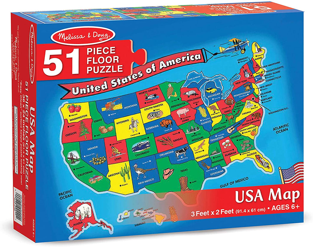 Melissa and Doug 51 Piece Floor Puzzle - USA Map